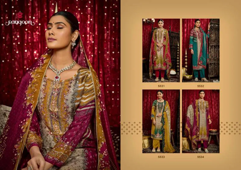 Janki by Rangoon 5531 Series Muslin Digital Print Aari Wok Readymade Suit Bulk Orders In India