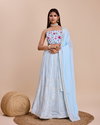 DZ 2236 Sky Blue Embroidery Georgette Party Wear Lehenga Choli Wholesale Market In Surat