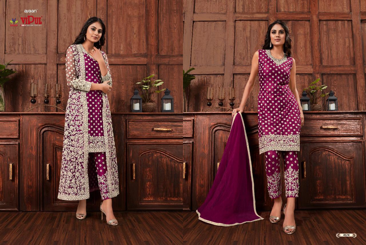 Vipul Beautiful Stylish Embroidery Floral Design Pattern Straight Suit Combined With Embroidered Plazzo 