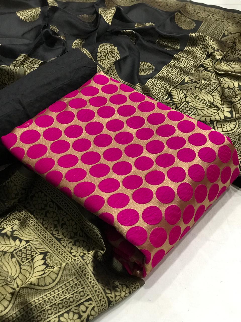 Banarasi Silk Dress 31 Latest Fancy Casual Wear Jacquard Weaving Dupatta Dress Material Collection