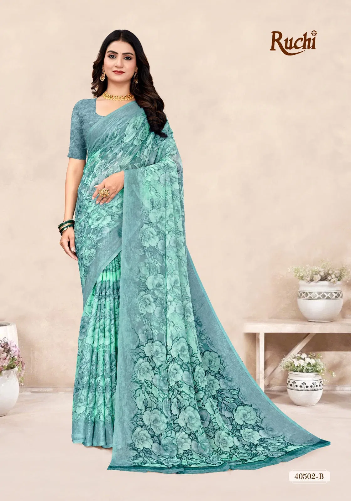 Star Chiffon 196 By Ruchi Printed Chiffon Daily Wear Saree Exporters In India