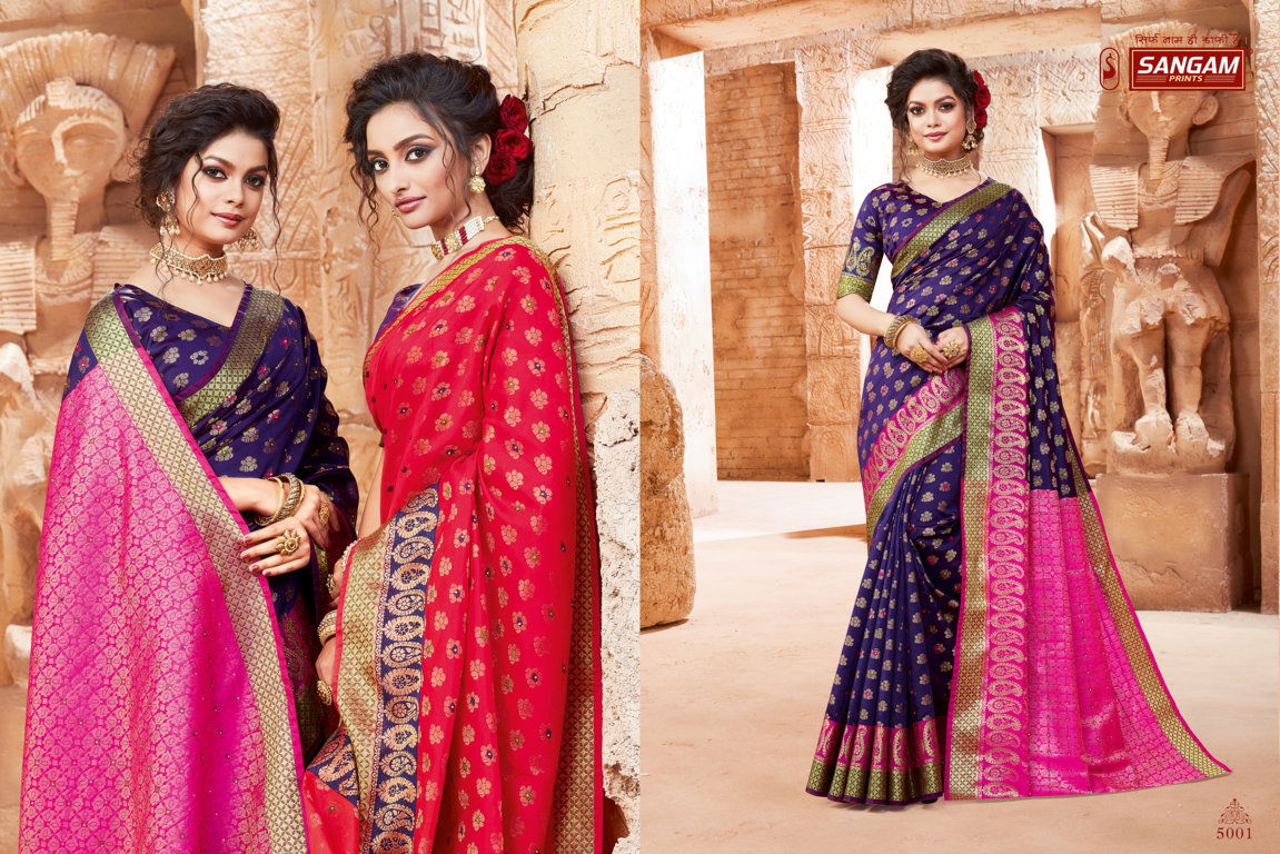 Sangam Shantanam Latest Fancy Festive Wear Heavy Handloom Silk Designer Saree Collection

