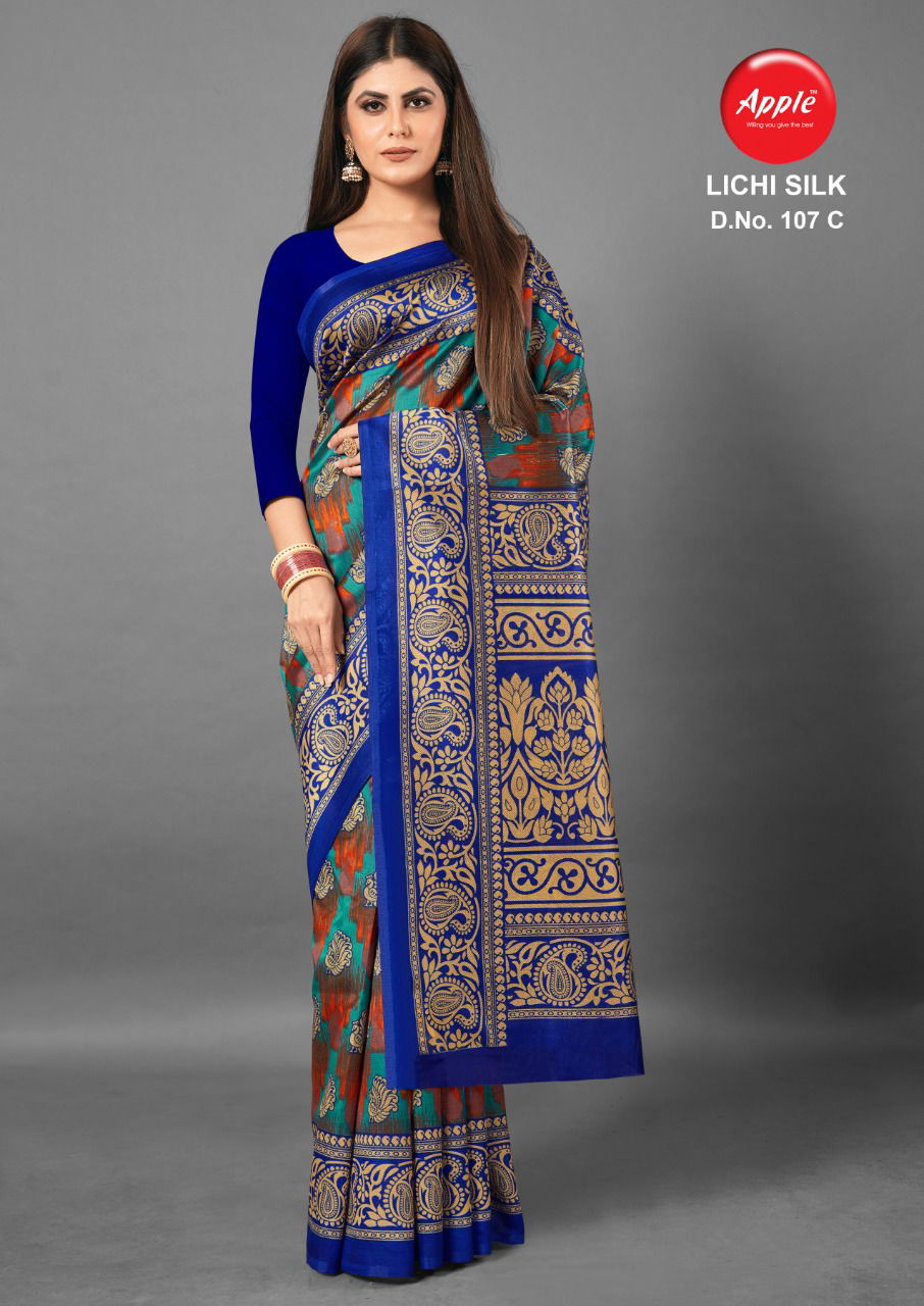 Apple Lichi Silk 107 Casual Wear Silk Printed Saree Collection
