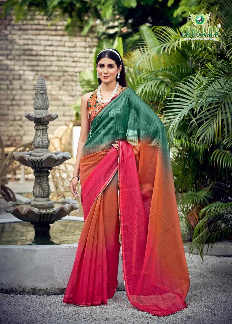 Fashion Show By Sanskar Printed Organza Saree Wholesale Online