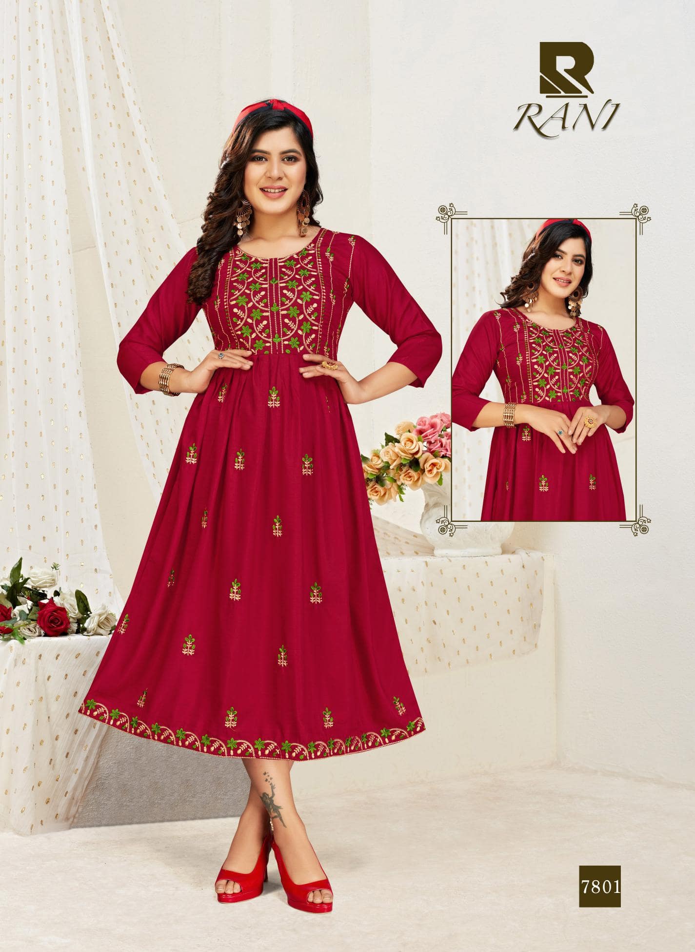 Raashi Rani Latest fancy Designer Casual Wear Printed Chinon Silk Anarkali Kurtis Collection
