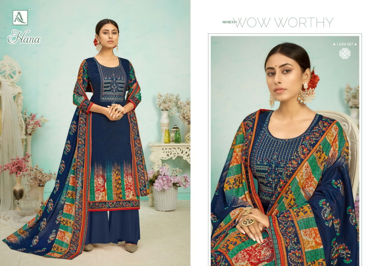 Alok Hana Latest Fancy Casual Wear Pure Viscose Rayon Print With Embroidery Designer Dress Material Collection