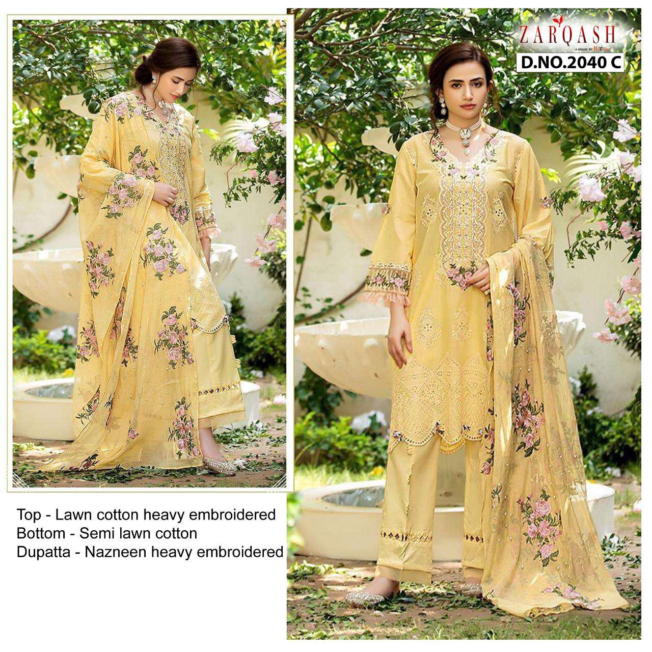 Zarqash Adans Rose Dn 2040 Designer Festive Wear Cotton Pakistani Salwar Kameez Collection
