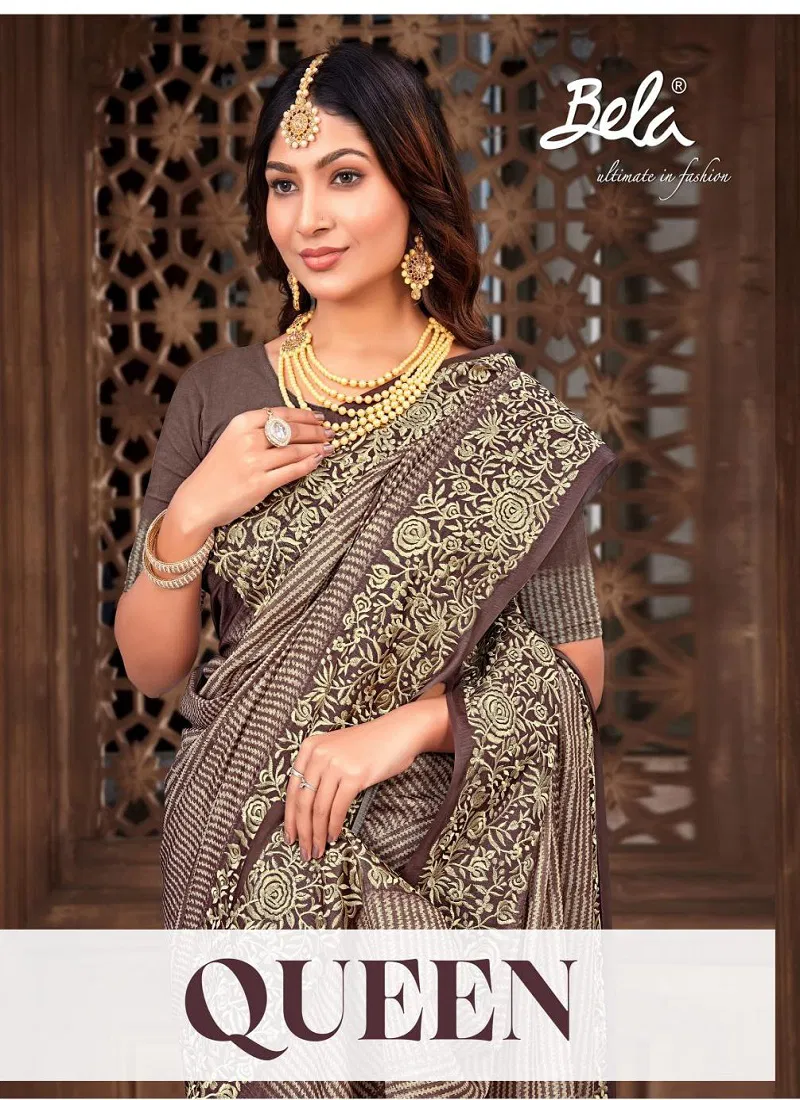 Queen By Bela Fashion Embroidery Work Saree Suppliers In India