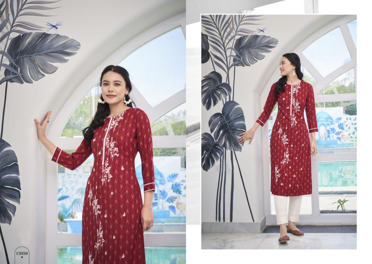 Kalaroop Oreo Fancy Designer Ethnic Wear Rayon Embroidery Kurti Collection