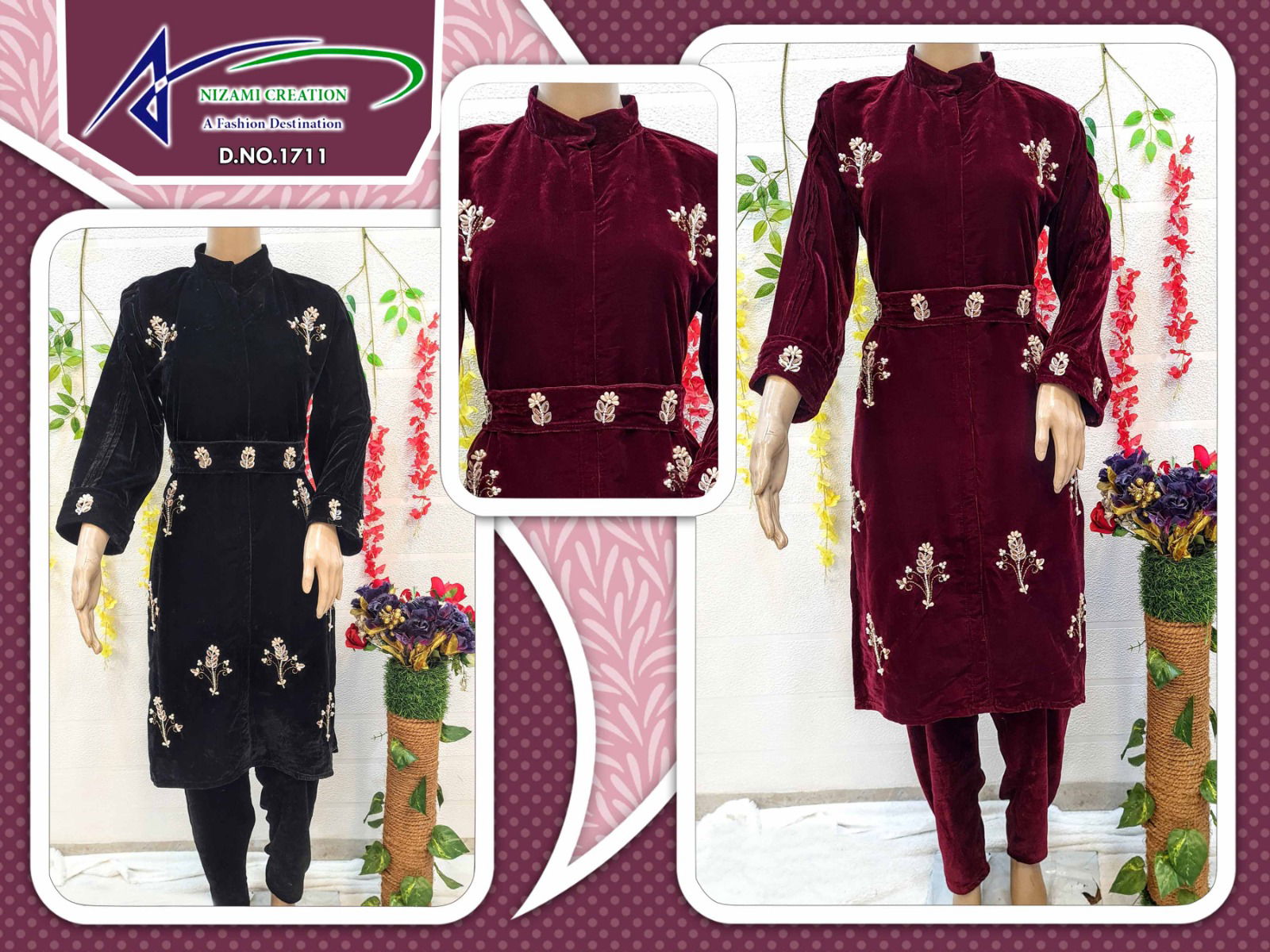Nizami 1711 Velvet Designer Kurti With Bottom Catalog
