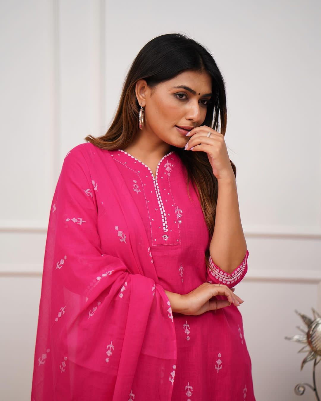 Akshar Designer Hand Block Print Stylish Front Cotton Kurti With Bottom Dupatta Wholesale Clothing Suppliers In india
