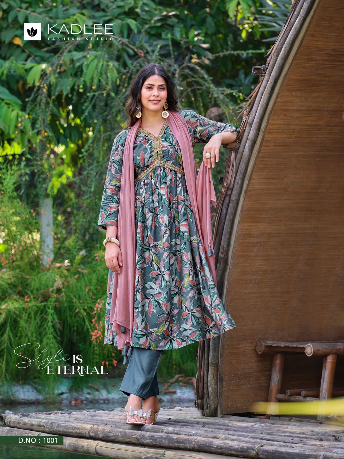 Mahiya By Kadlee Printed Alia Cut Kurti With Bottom Dupatta
