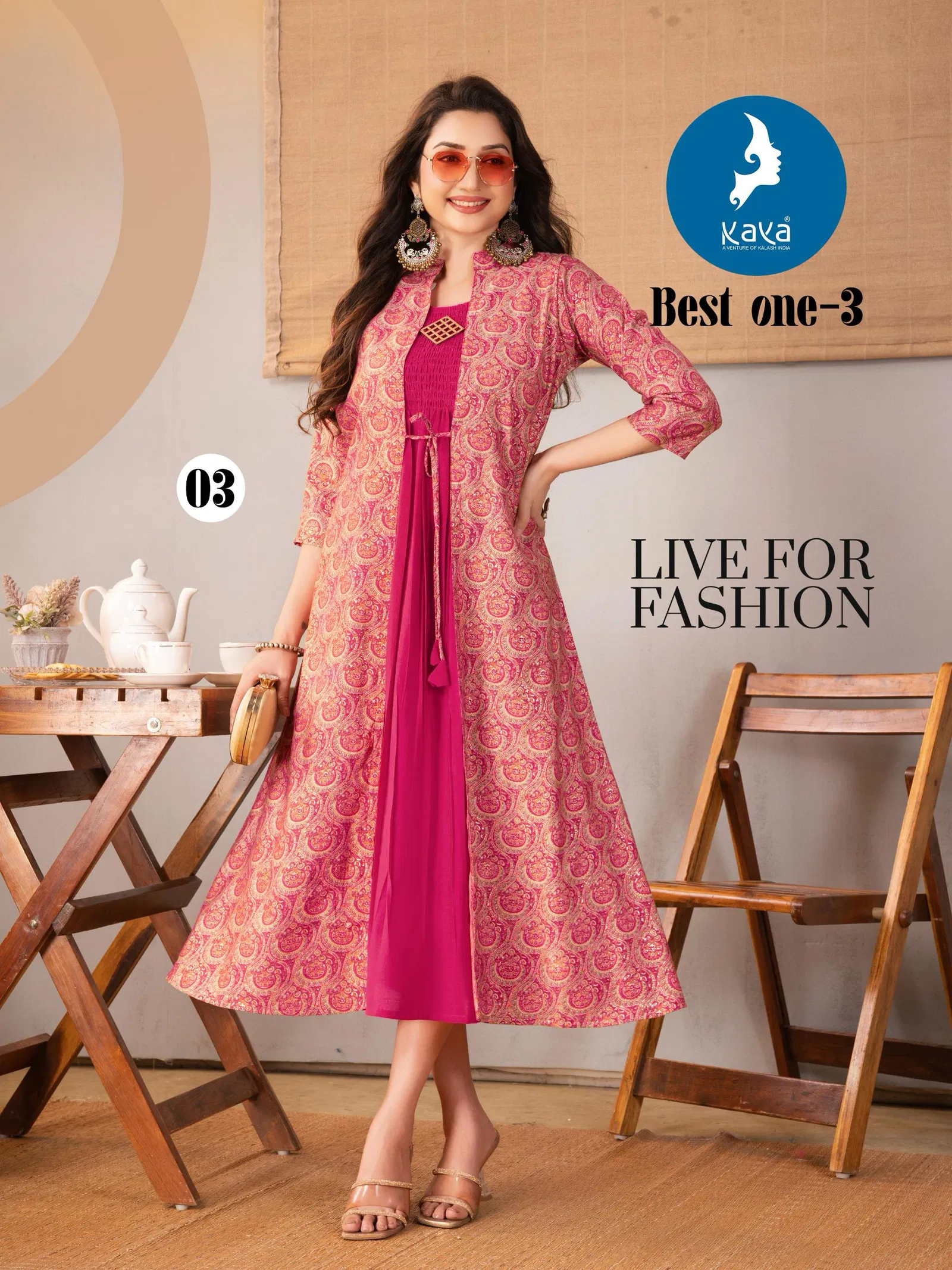 Best One 3 By Kaya Modal Printed Ladies Top With Jacket Wolesale Online