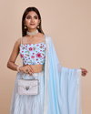 DZ 2236 Sky Blue Embroidery Georgette Party Wear Lehenga Choli Wholesale Market In Surat