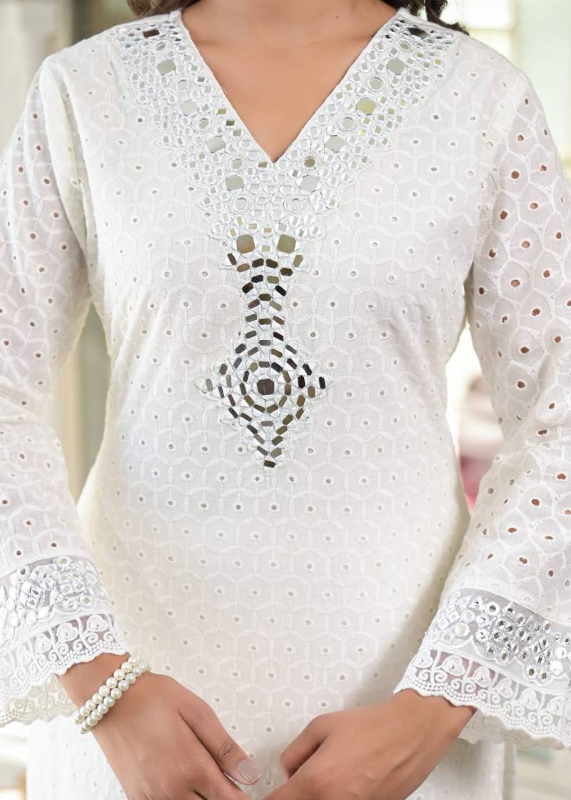 Tanyaa P 139 Cotton Mirror Worked Kurti With Bottom Clothing Suppliers In India