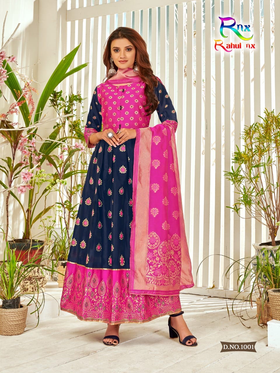 Rnx Minakri Daman Ethnic Wear Designer Silk Anarkali Kurti With Dupatta Collection

