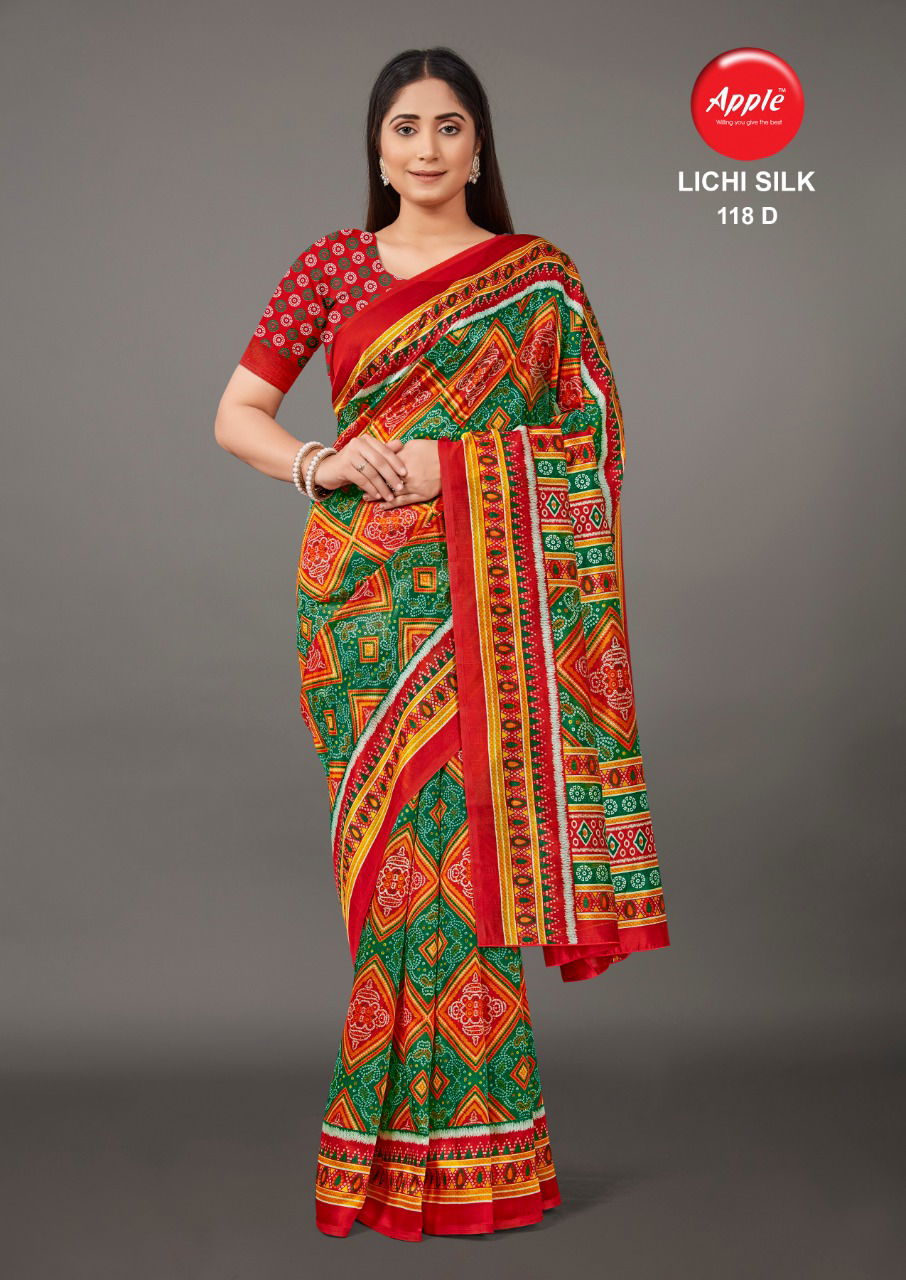 Apple Lichi Silk 118 Regular Wear Printed Silk Latest Saree Collection