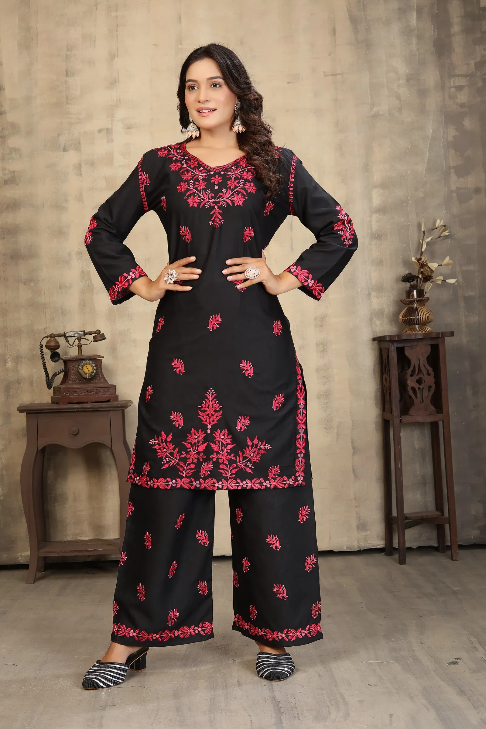 Sanaya 1 By Rasili Nx Rayon Chikankari Embroidery Kurti With Bottom Wholesale Online