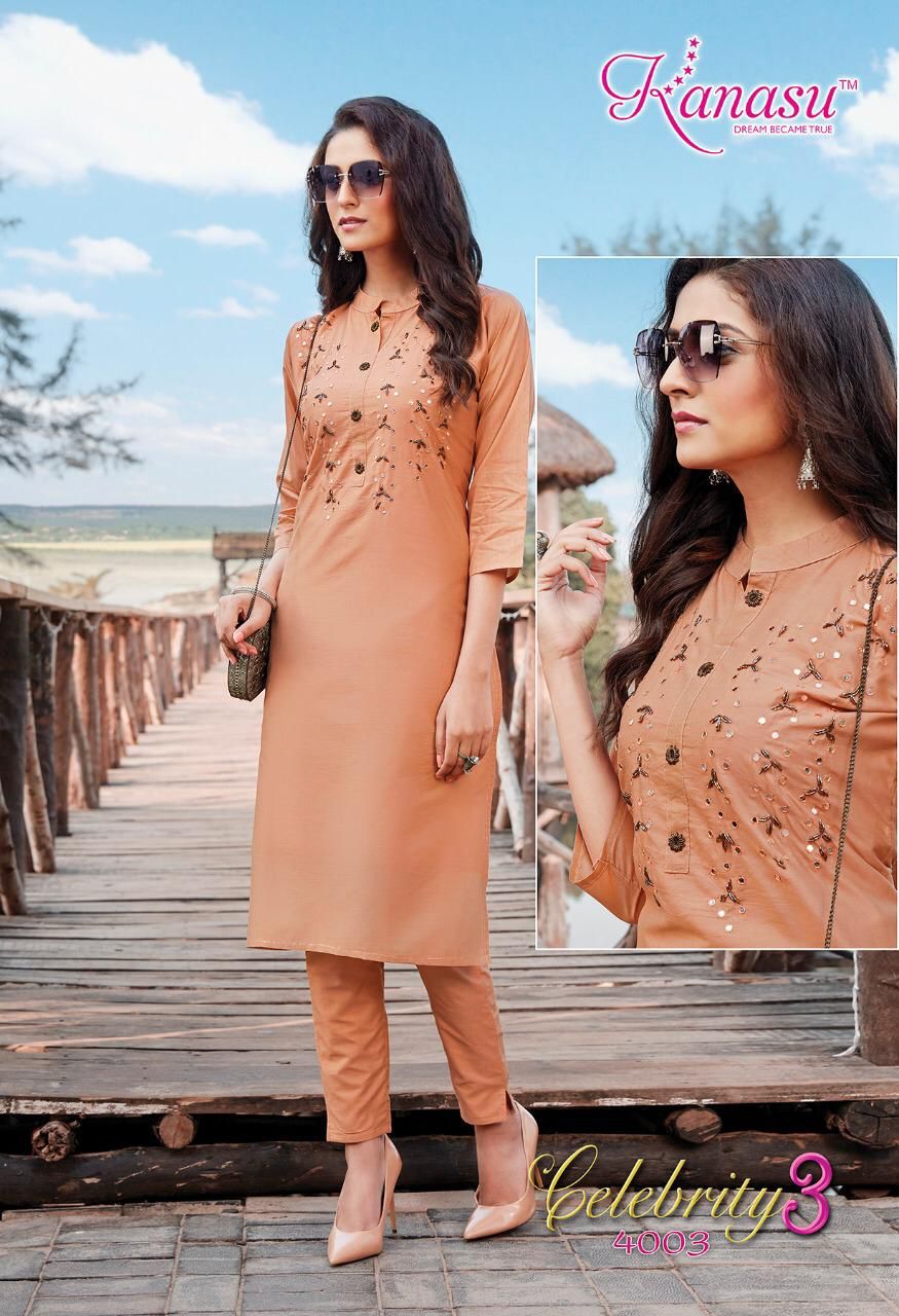 Kanasu Celebrity 3 Ethnic Wear Silk Designer Fancy Kurtis With Bottom Collection
