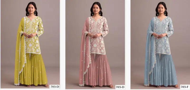 Hit Renuka 703 A To C Designer Georgette Salwar Suits Wholesale Online