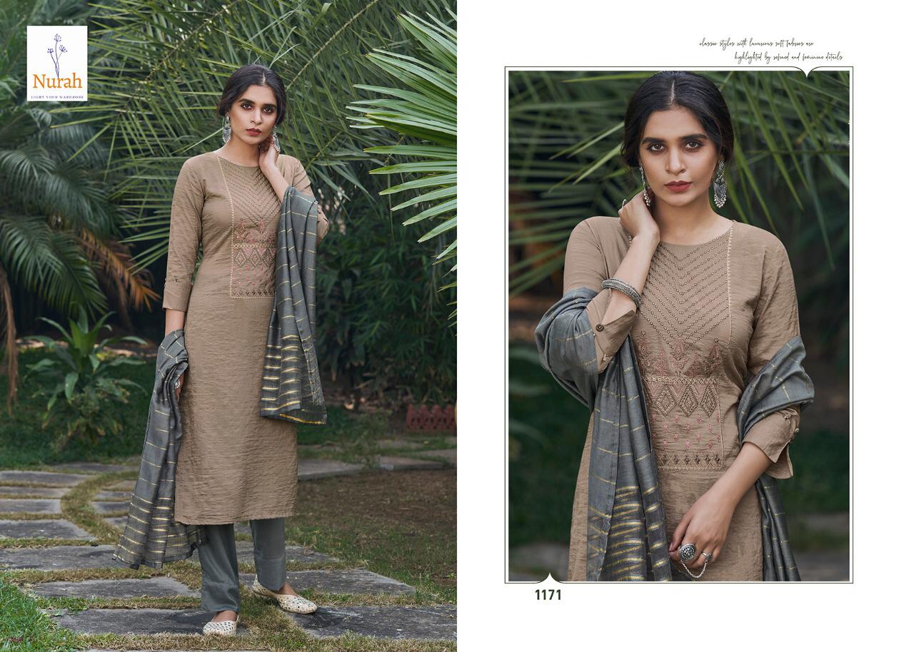 NEHA NIKUNJ Latest Designer Fancy Casual Wear Chinnon Stripe Silk With embroidery Work Readymade Salwar suit Collection