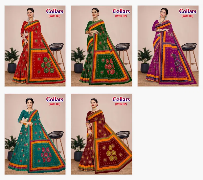 Collars 1 Casual Wear Cotton Printed Saree Wholesale Clothing Distributors In India