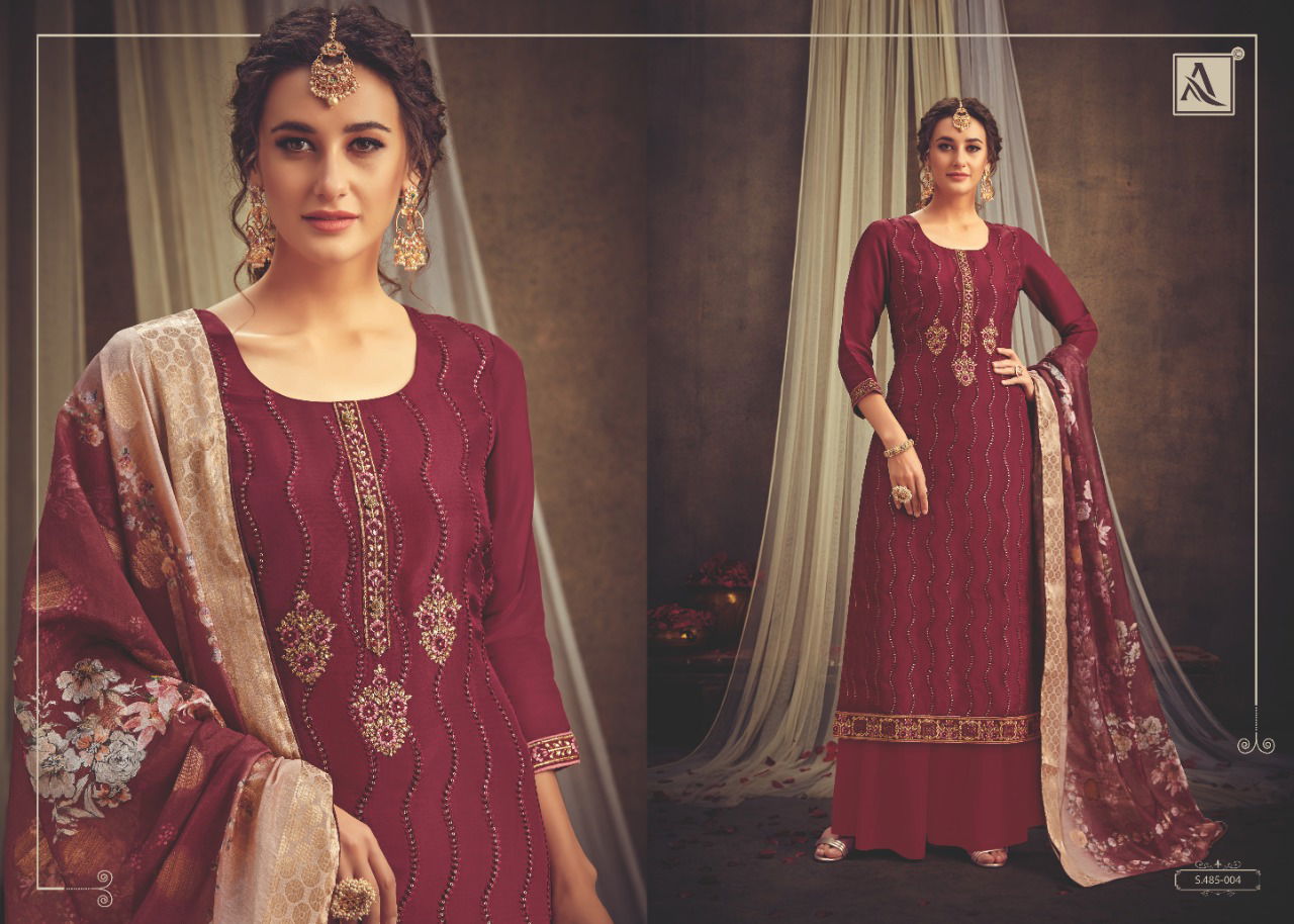 Alok Niraali Latest Designer Viscose Upada with Fancy Embroidery with Diamond Work With Digital Print Dupatta Dress Material Collection

