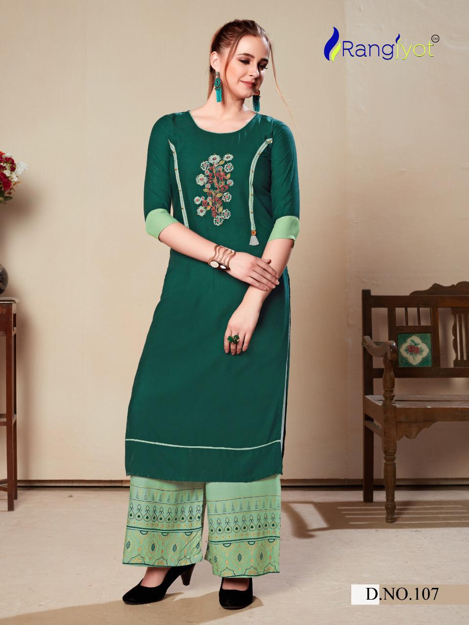 RANGJYOT MORIE VOL-1 Latest fancy Ethnic Wear Heavy rayon With embroidery work Kurtis Collection