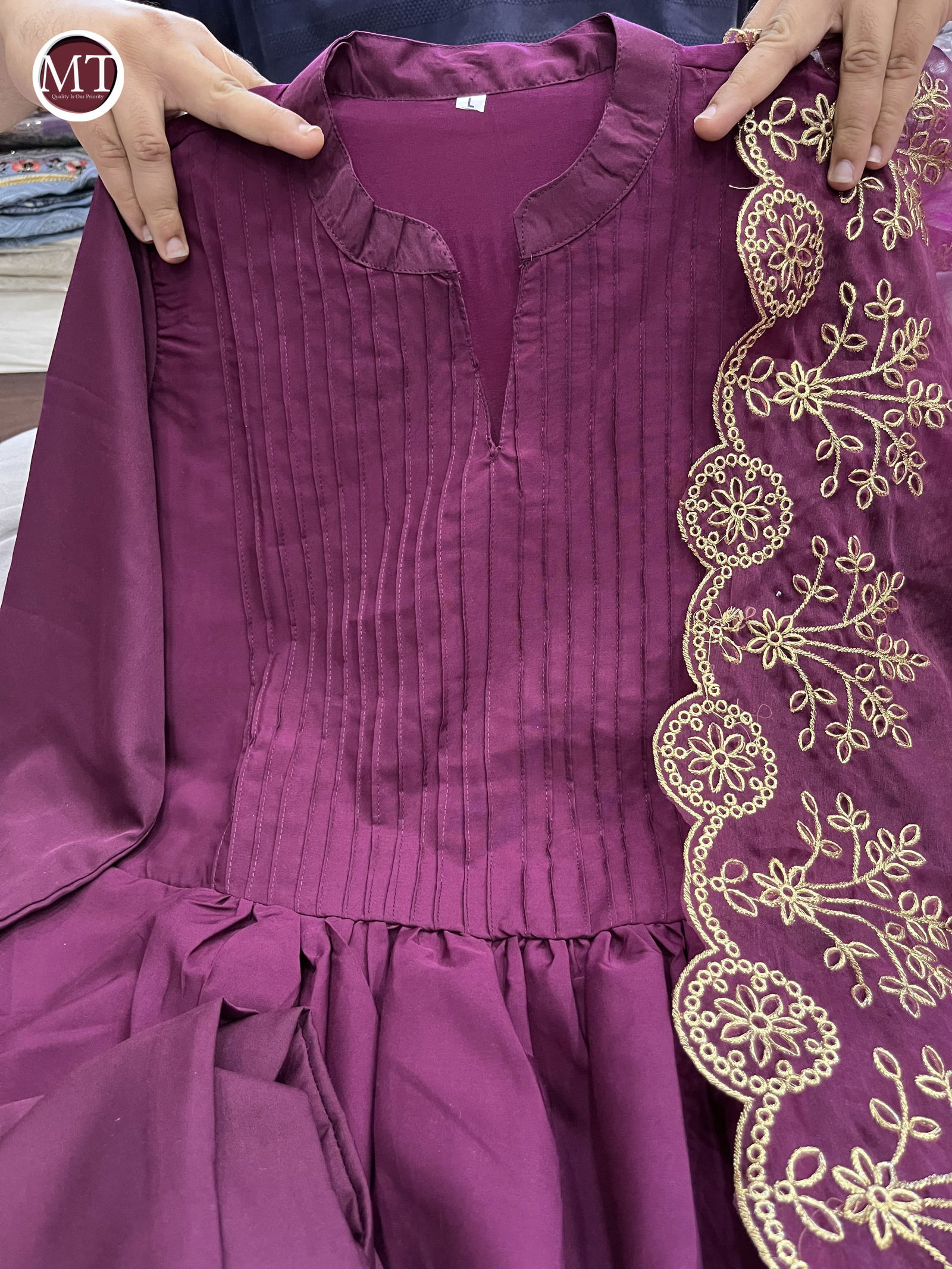 Akshar Designer Cotton SIlk Kurti With Bottom Dupatta