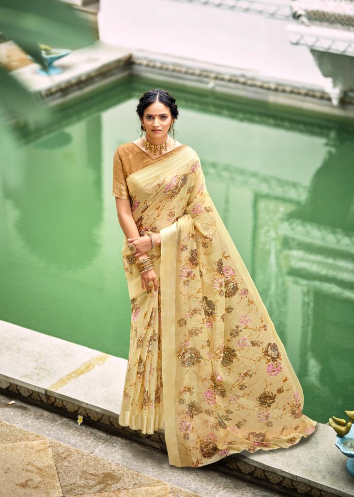 Kashvi Flora Sonakshi Satin Patta Fancy Ethnic Wear Chiffon Printed Saree Collection
