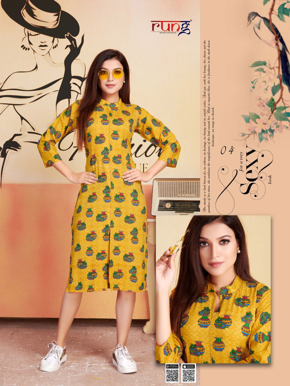 Rung Blend Latest Designer Printed Casual Wear Kurtis Collection 