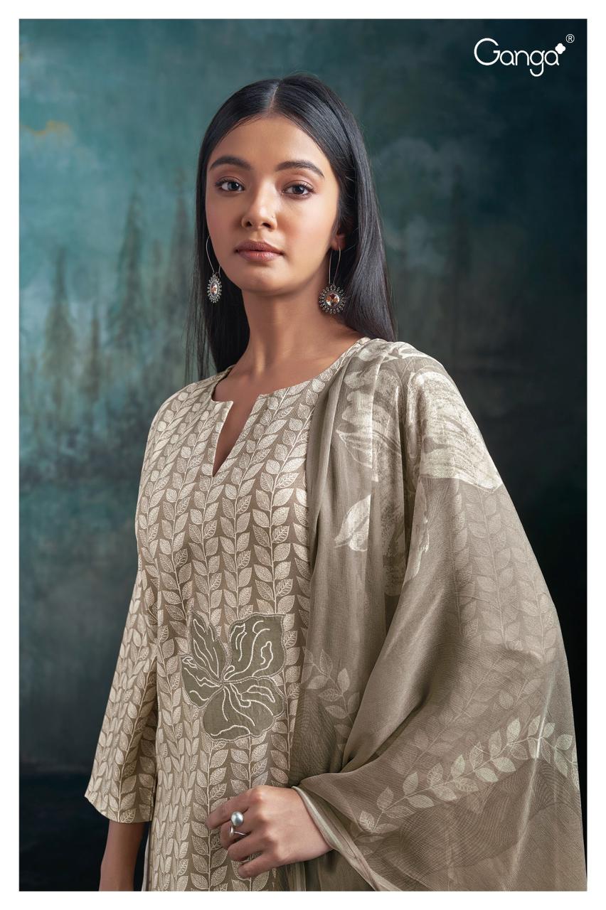 Skylar 2073 By Ganga Pashmina Kurti Bottom Dupatta Dress Material Catalog 