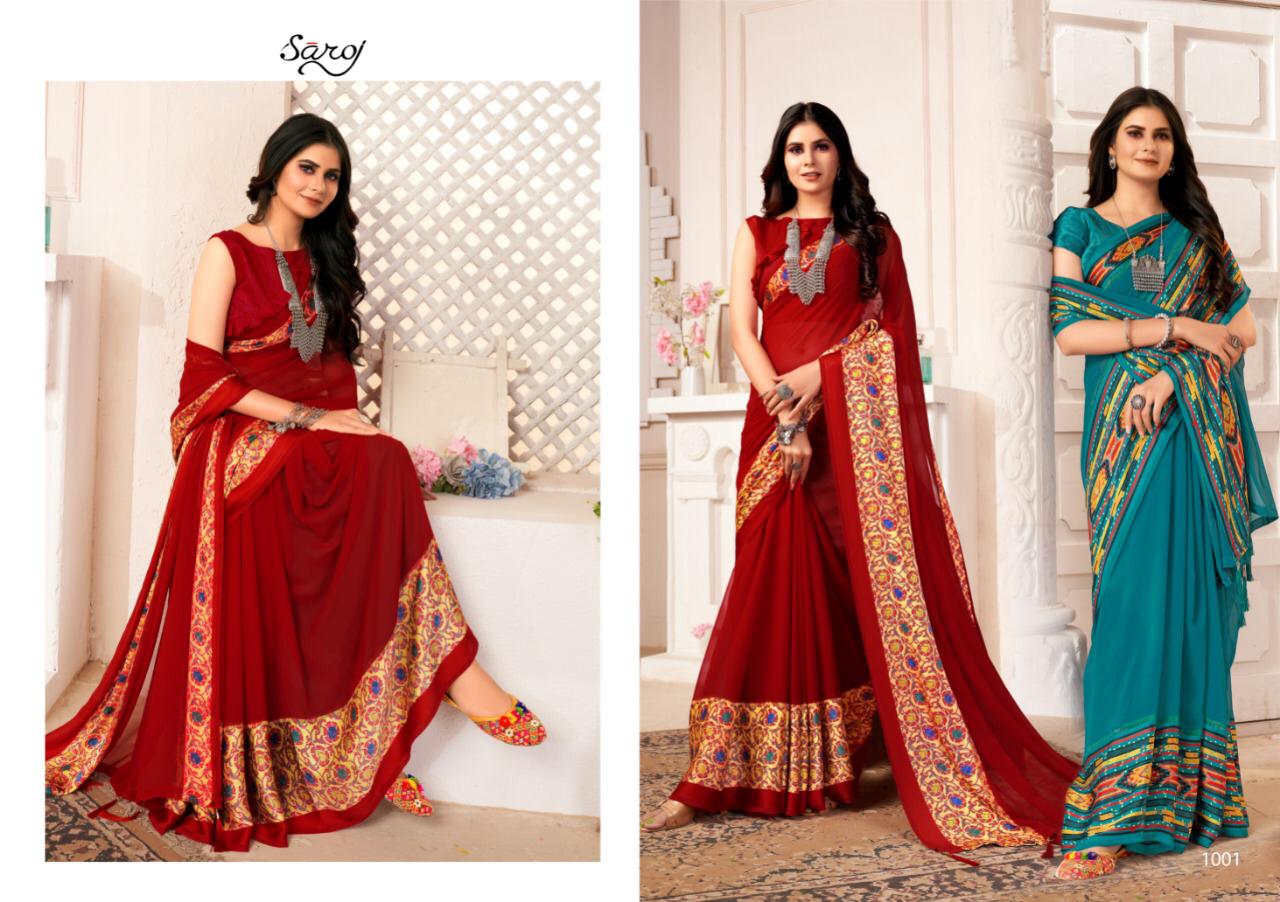 Saroj Suhani Soft Georgette Heavy Ethnic Wear Designer Printed Saree Collection

