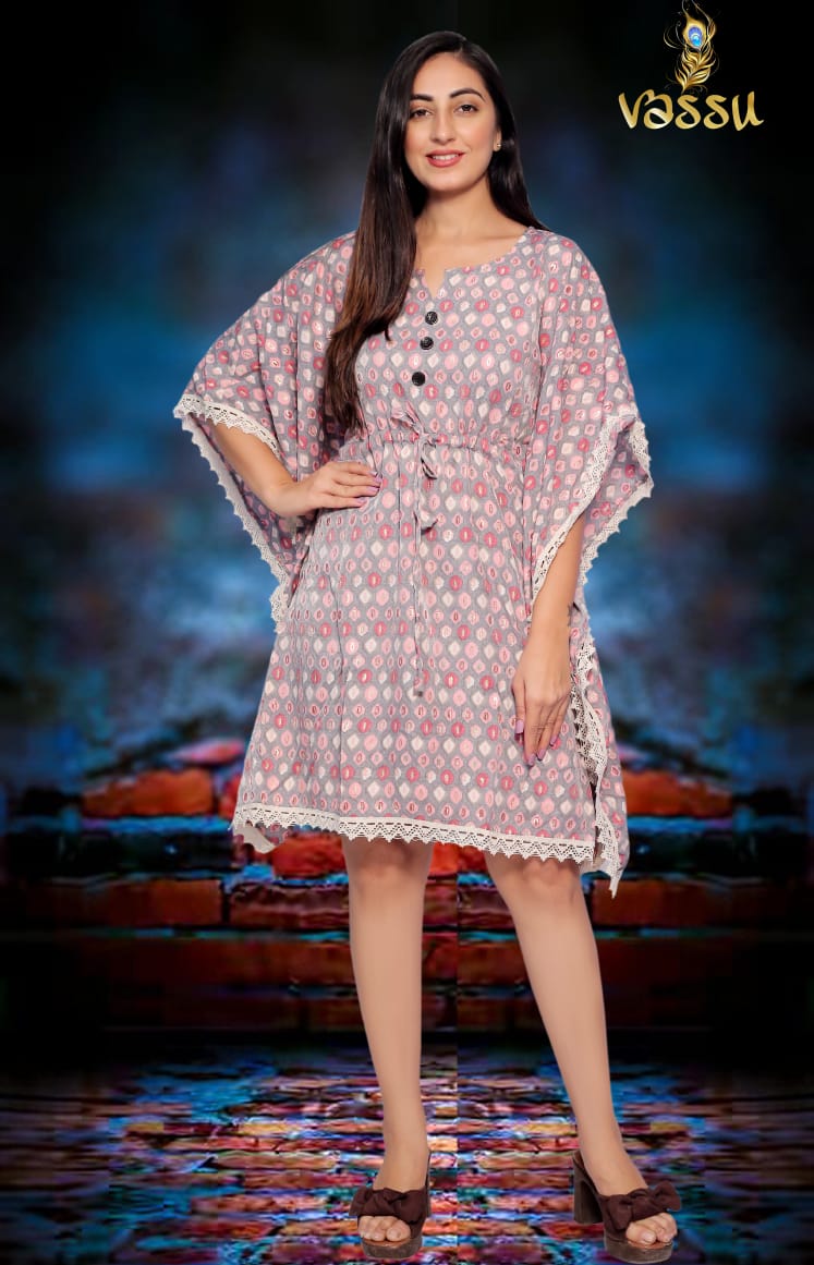 Vassu Turky Heavy Muslin Print Ethnic Wear Kaftan Kurti Collection