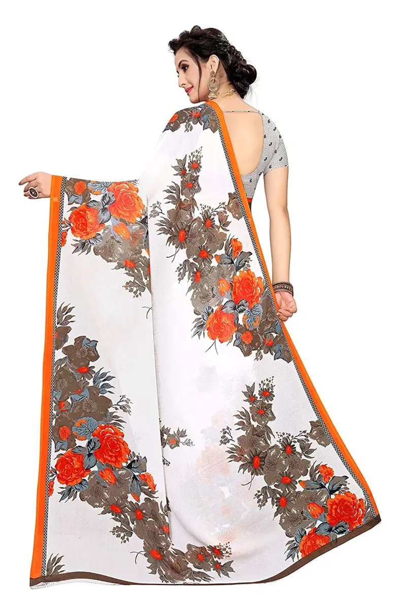 Dhruvi Floral Print Daily Wear Georgette Sarees Catalog