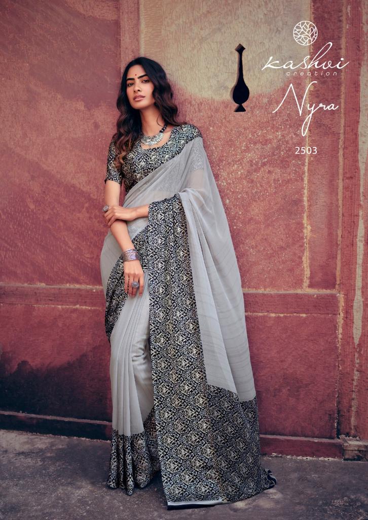 KASHVI NYRA Latest Fancy Festive Wear Weightless Satin Patta With Satin Blouse Saree Collection