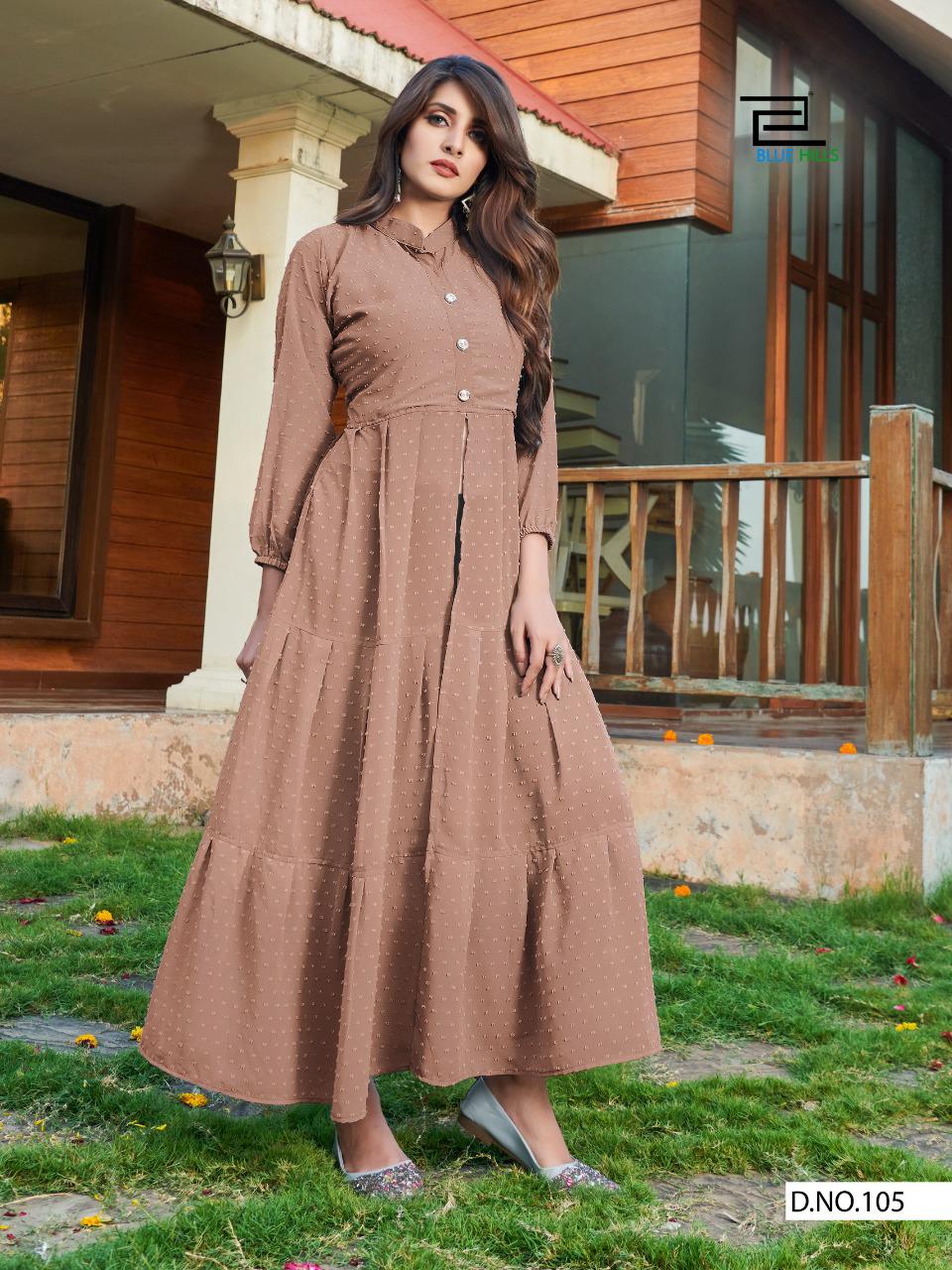 Blue Hills Amayra Georgette Long Printed Ethnic Wear Kurti Collection
