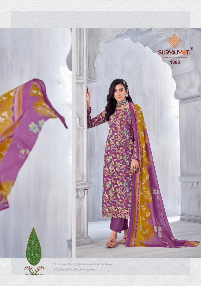Kia Vol 1 by Suryajyoti Lawn Foil Printed Dress Material Exporters In India
