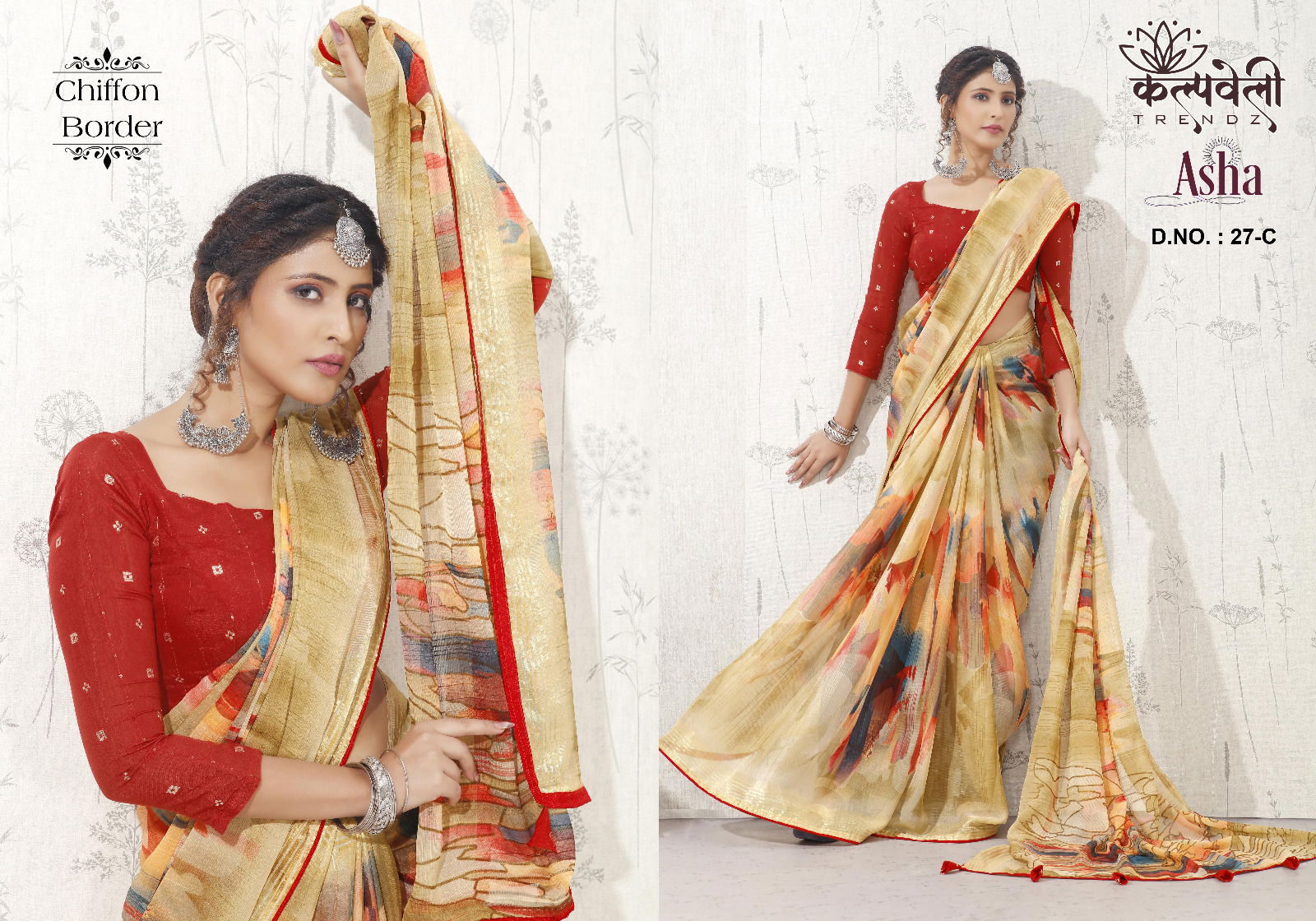 Asha By Kalpveli Chiffon Designer Saree Catalog