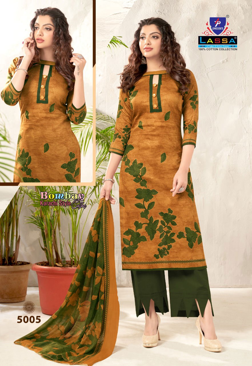 Lassa Bombay Cotton 5 Latest Fancy Designer Casual Regular Wear Karachi Special Cotton Printed Dress Material Collection

