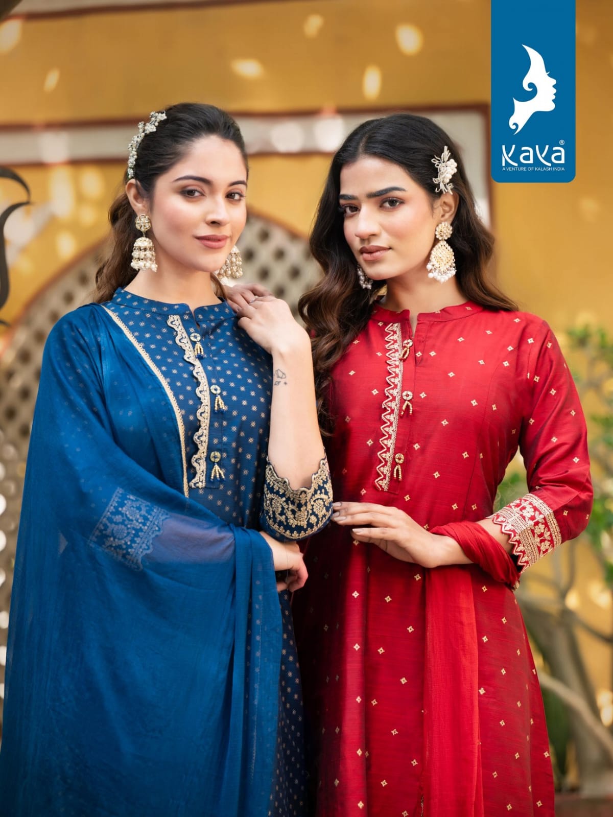Aadhya By Kaya Long Silk Kurti With Bottom Dupatta Catalog