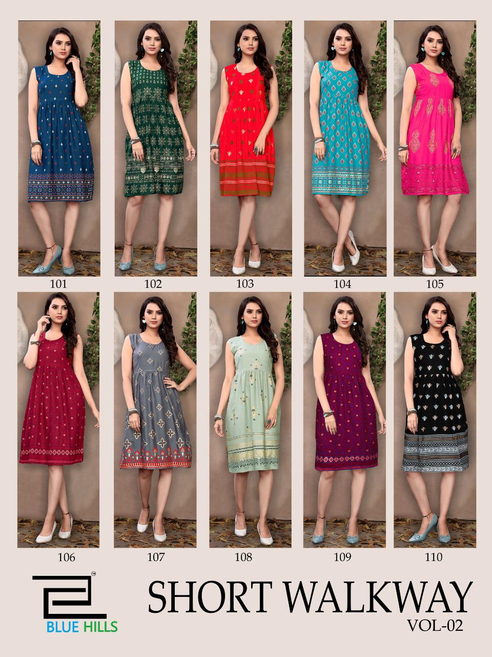 Blue Hills Short Walkway Vol 2 New Collection Of Printed Rayon Daily Wear Short Kurtis 