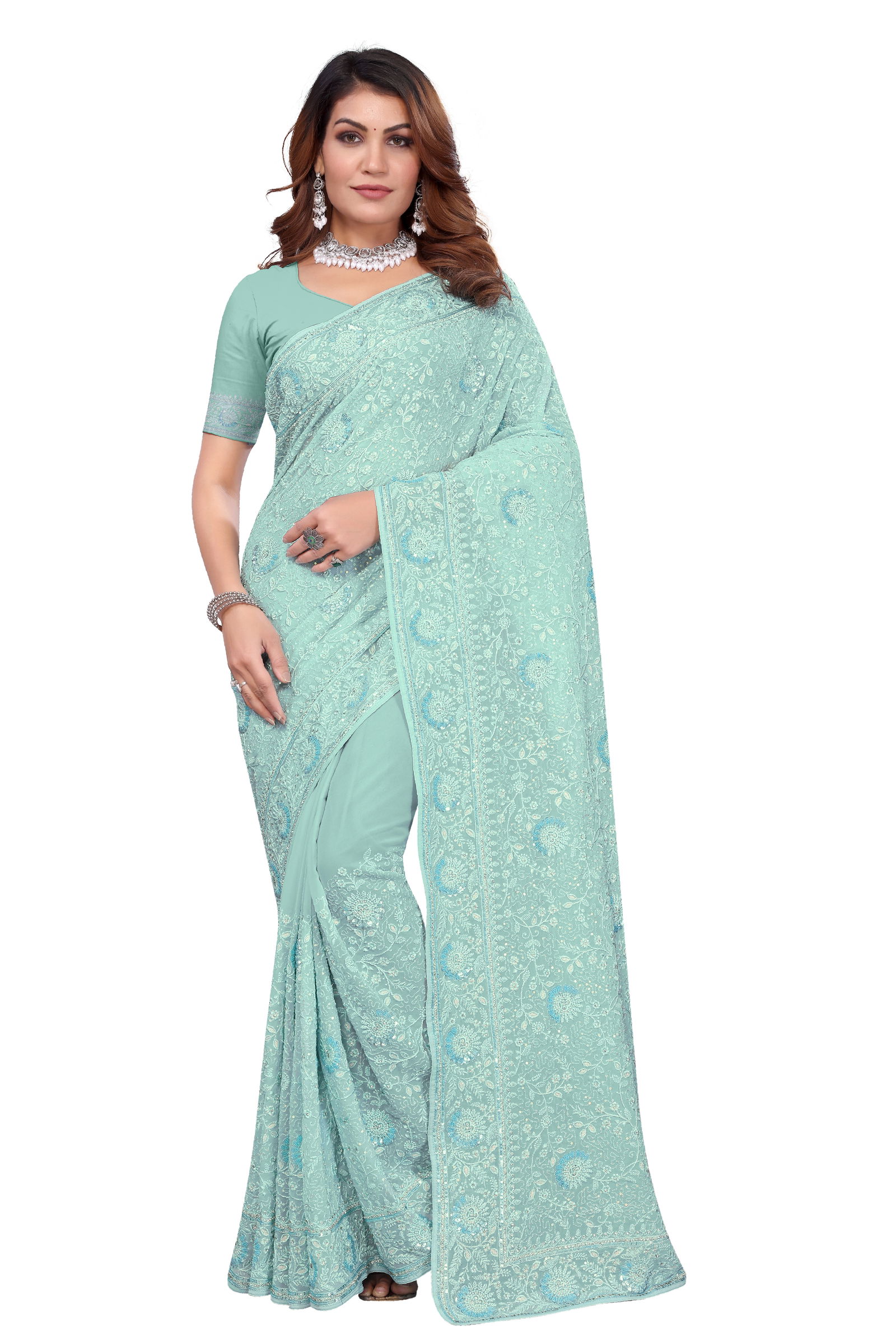 Dulhan By Utsav Nari Georgette Embroidery Sarees Wholesale Price In Surat
