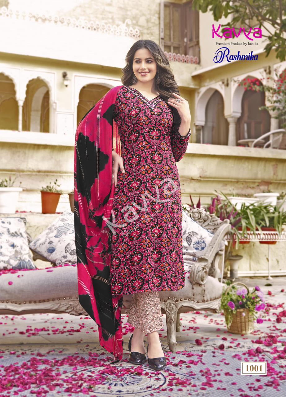 Kavya Rashmika Vol 1 Printed Straight Kurti With Bottom Dupatta Wholesale Clothing Suppliers In India