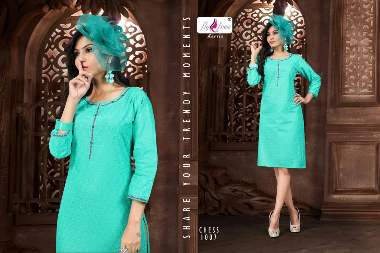 Fly Free Chess Latest Chicken Daily Wear Casual Wear Handwork   Kurtis Collection 