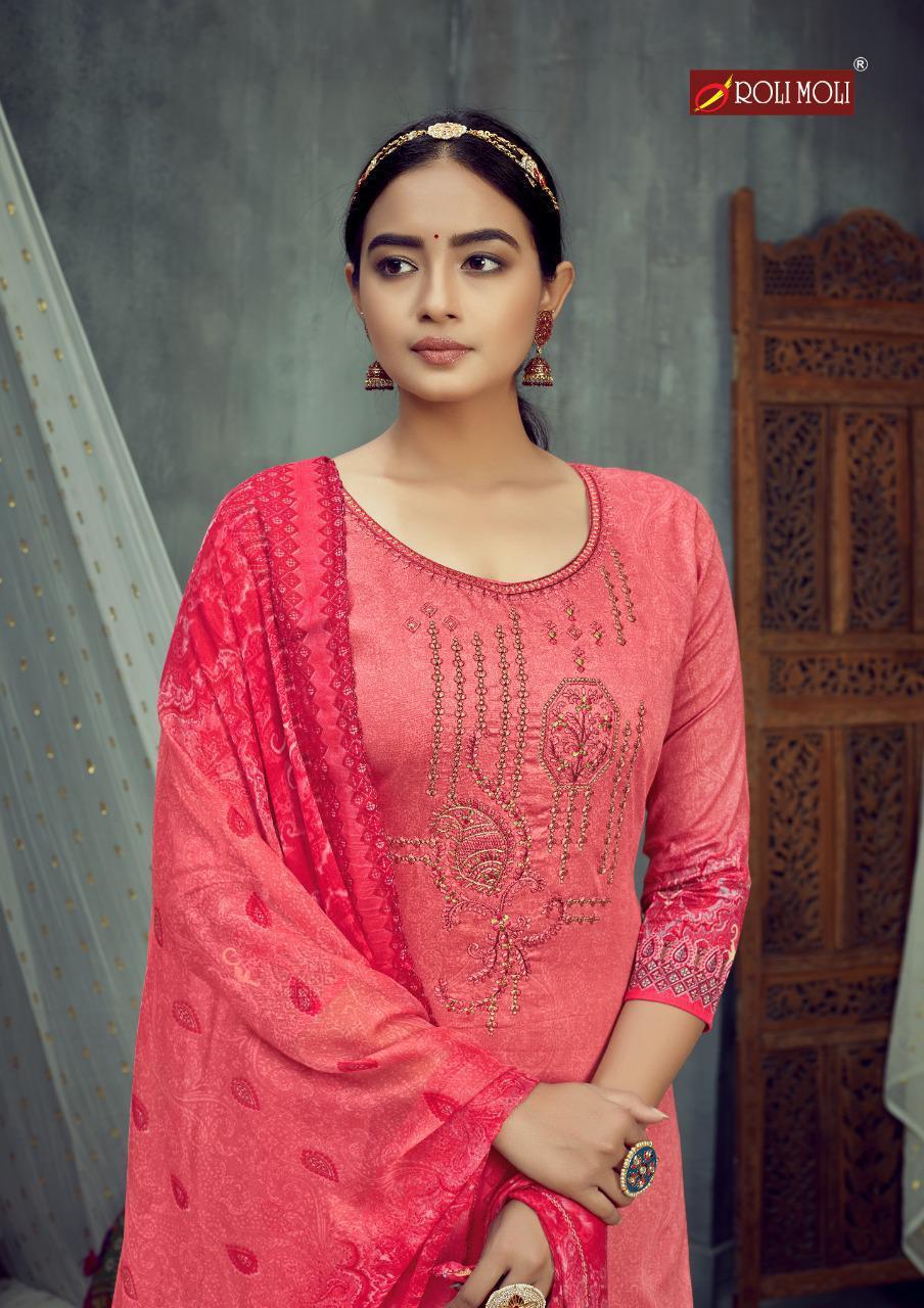 ROLI MOLI SARINA Latest fancy festive Wear Pure Glace cotton Designers Embroidery Readymade Salwar suit collection