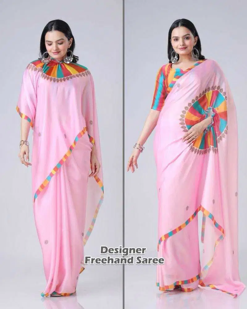 Kc 888 Digital Printed Crepe Silk Ready To Wear Saree Wholesale Market 