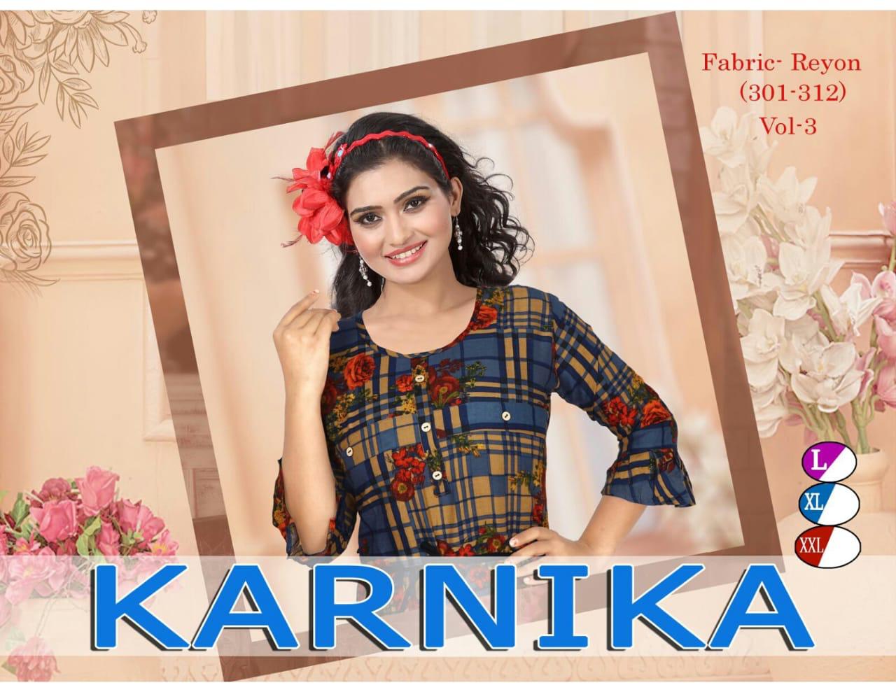 Trendy Karnika 3 Latest Designer Fancy Ethnic Regualr Wear Heavy Pure Rayon Printed Kurtis Collection
