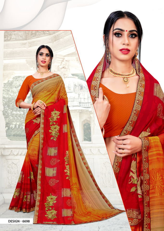Haytee Fantasy Latest Collection Regular Wear Rennial Printed Sarees
