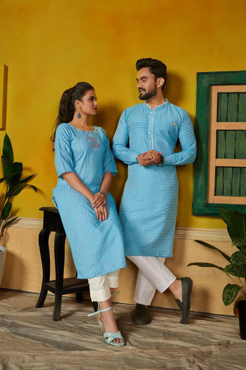 Ram-Leela Couple Combo Of Kurta With Pants And Kurti With Pants 